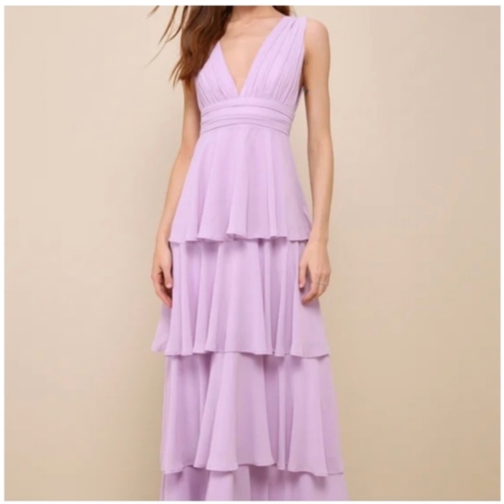 Lulus Amazing Evening Lavender Tiered Maxi Dress